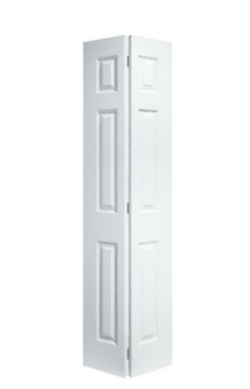 Bi-fold Closet Door Six Panel Primed White NEW 18 x 80″