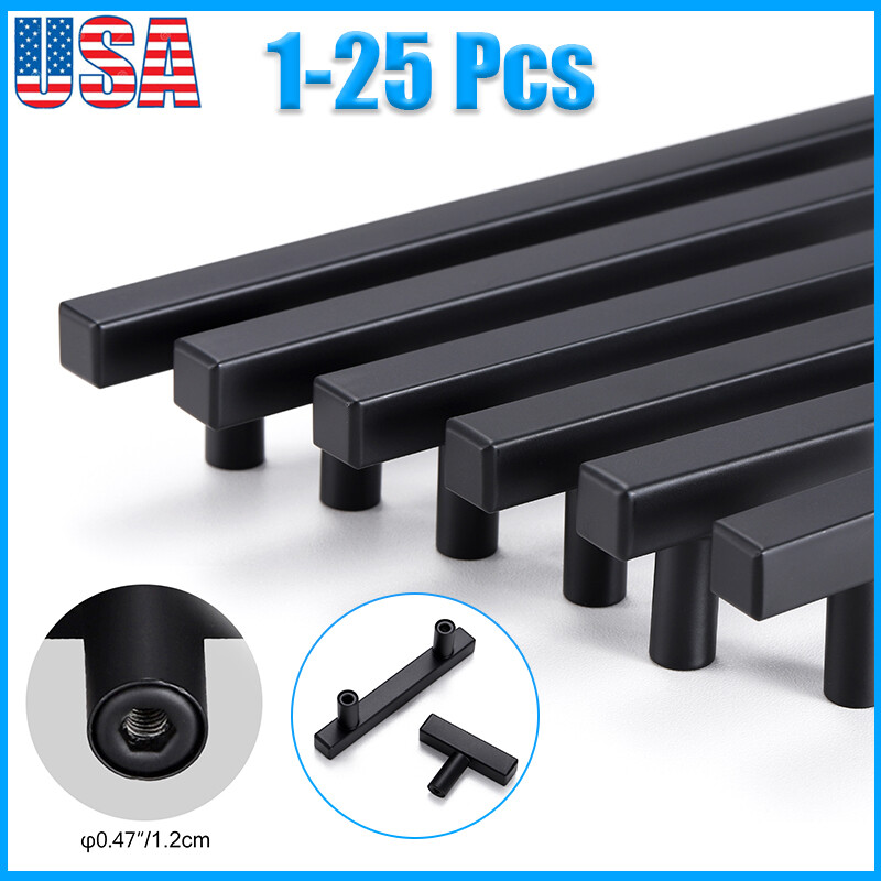 Square Cabinet Handles Modern Stainless Steel Drawer Bar Door Pulls Hardware LOT