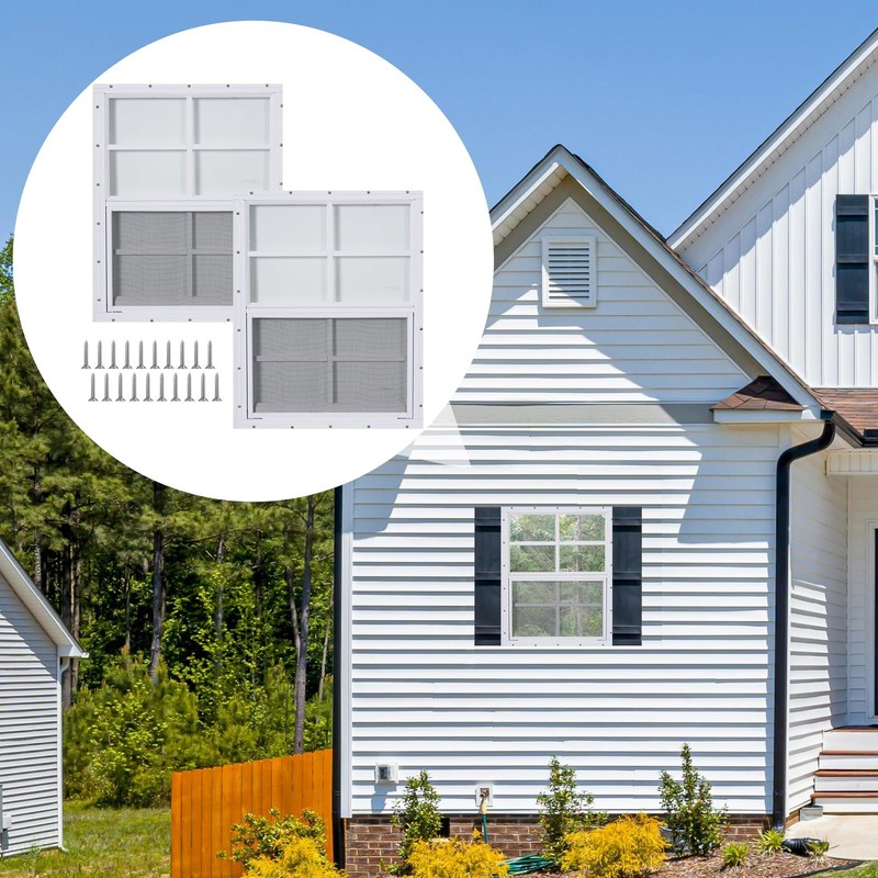 2 Pack Shed Windows, 18” x 23” Household Windows with x 23”, White