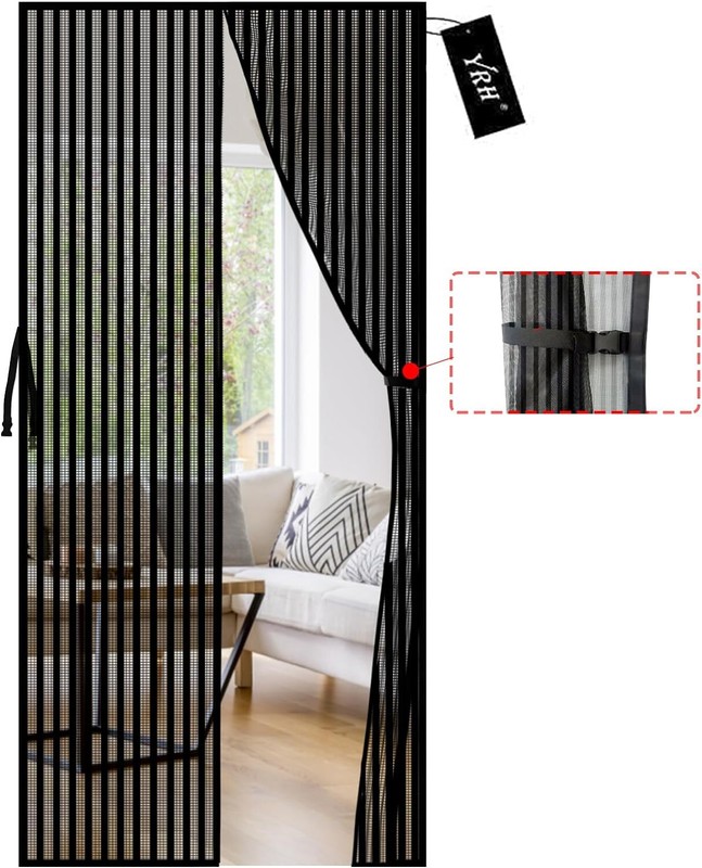 Magnetic Screen Door,Heavy Duty Mesh,Self Sealing – Upgrade 38″x83″, Black