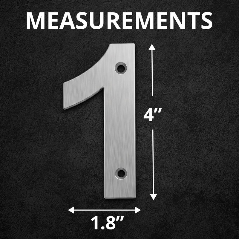 Address Numbers and Letters Brushed Stainless Steel 4 Inch For House, Apartments gallery