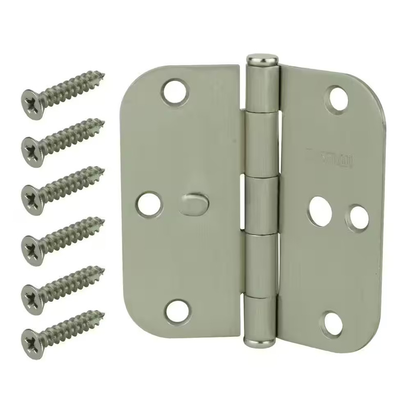 3-Pack 3-1/2 In. X 5/8 In. Radius Satin Nickel Security Butt Door Hinge Value Pa