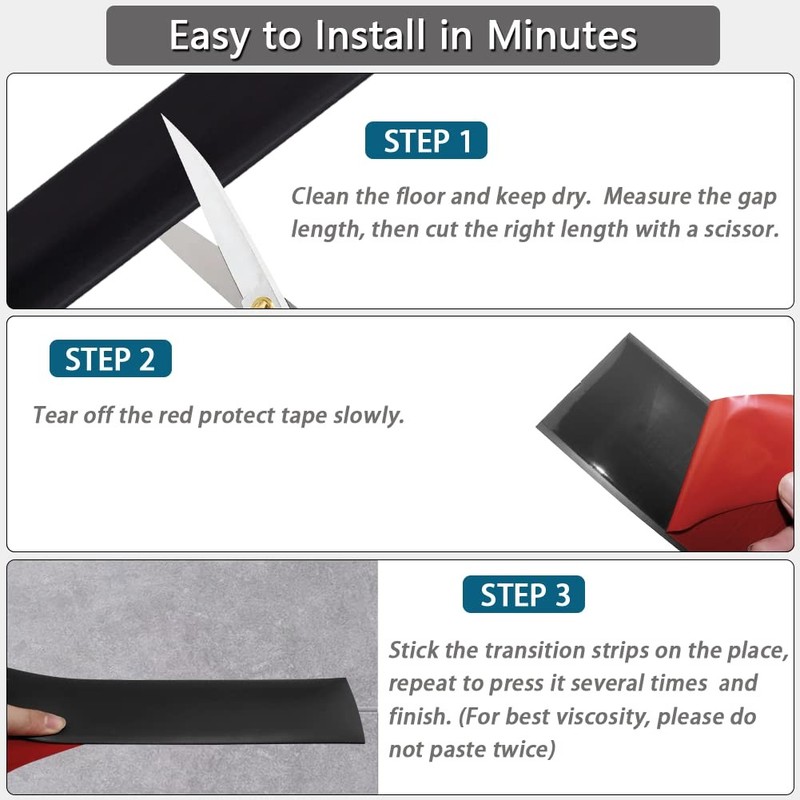 Floor Transition Strip 2" Self Adhesive Flat Vinyl Flooring Transitions Strip... gallery