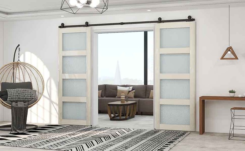 4FT-12FT Sliding Barn Door Hardware Kit Modern Roller for Single/Double Doors gallery