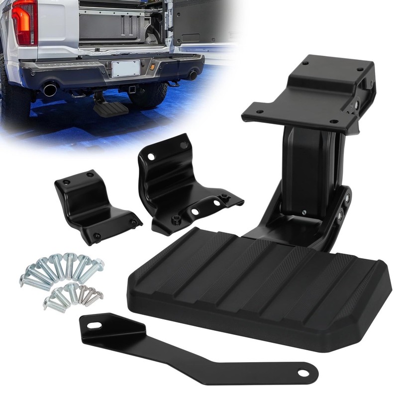 Rear Bed Step Compatible with 2024 2025 Ford F150 Swing Tailgate Center Door, Re