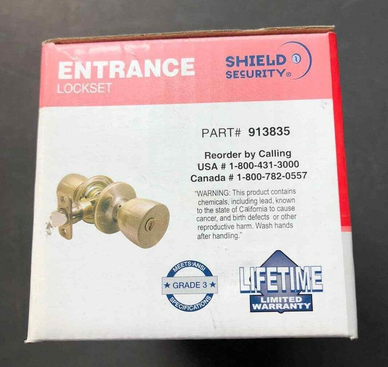 Entrance Lock Shield Security Lockset Antique Brass Tulip Knob Bedroom New