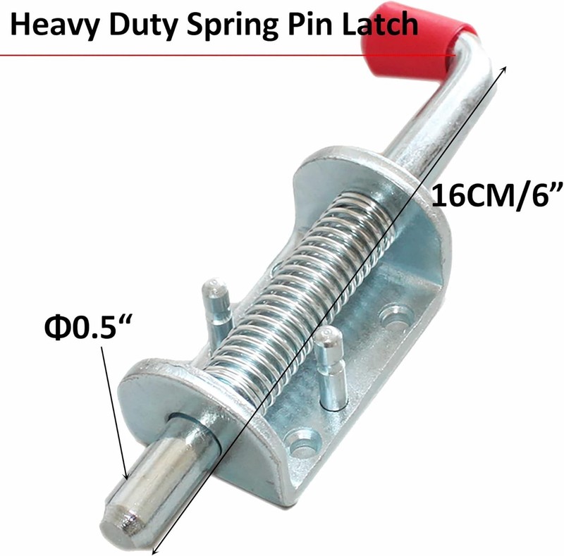 2 Pcs Trailer Spring Latch Pin, 1/2 inch Barrel Bolt Spring Loaded Silver Lat... gallery