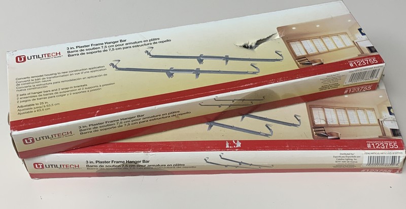 3” Adjustable Plaster Frame 2 hanger bar and 2 snap in bracket Utiltech set of 2
