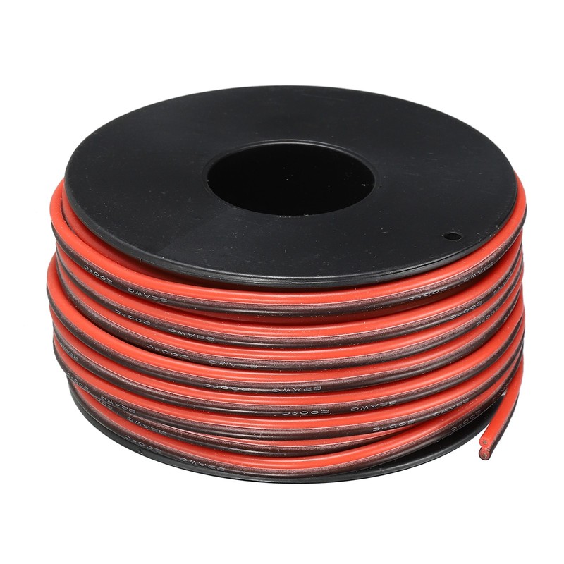 2 Conductor Parallel Silicone Wire 22AWG 22 Gauge Electrical Wire 15m/50ft