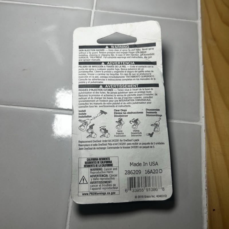 Graco RAC 5 Switch Tip Reversible Spray Tip 286 209 gallery