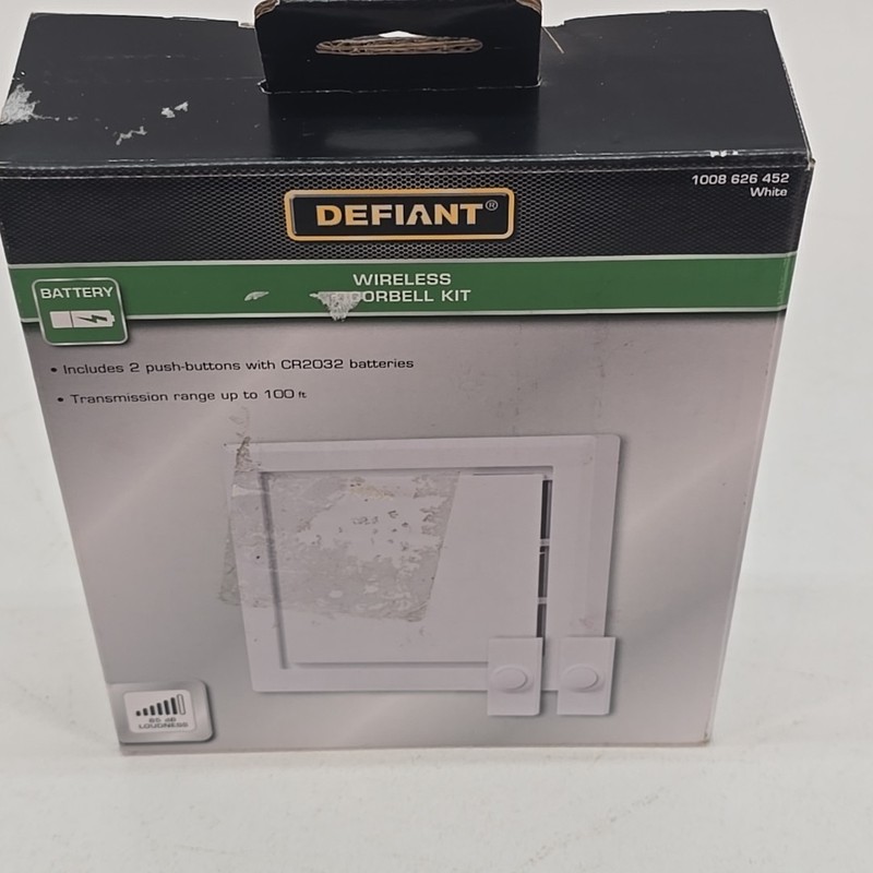 Defiant Wireless Battery Operated Doorbell Kit with 2-Push Buttons, White