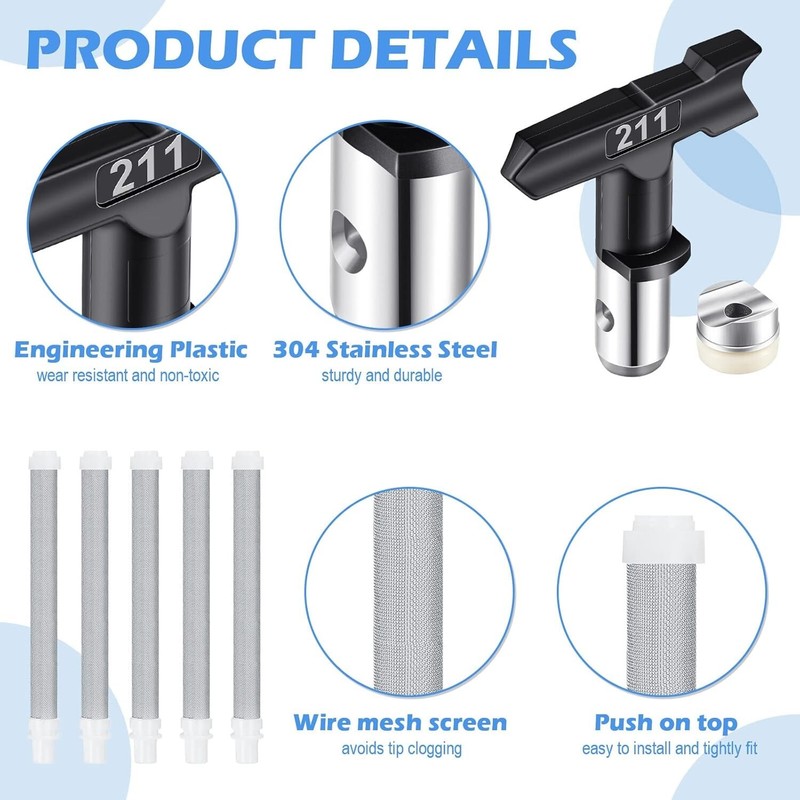 Professional 12-Piece Airless Paint Kit: 5 Spray Tips & Mesh Filters Included gallery