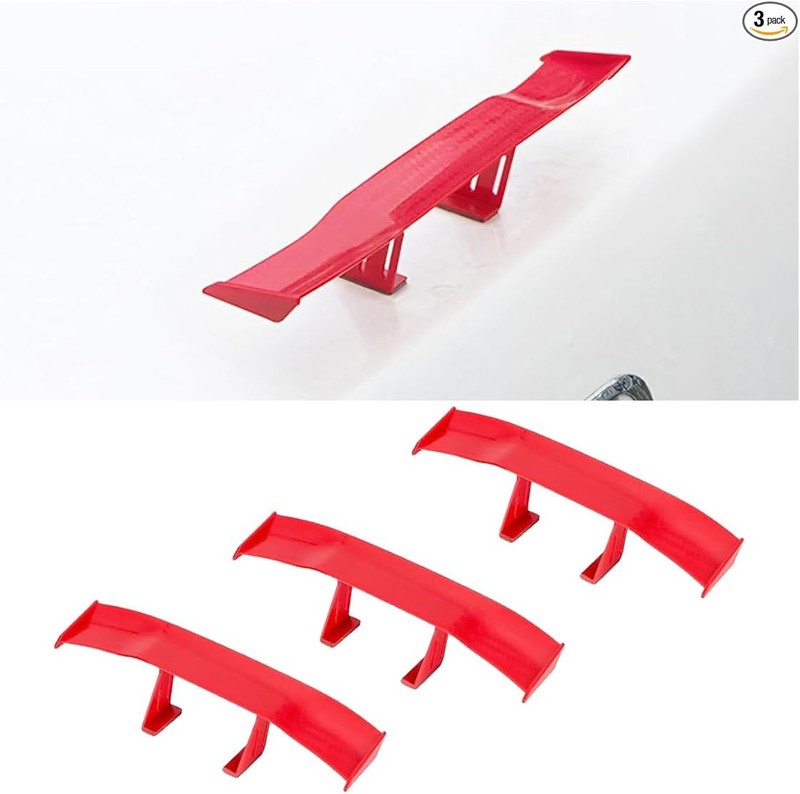 3PCS Universal Mini Spoiler Wing, 6.5 Inch Auto Rear Tail Wing, Min Style: Red