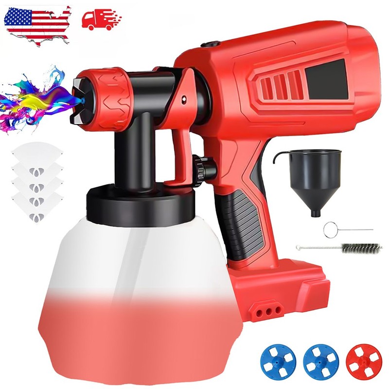 1000ML Cordless Electric Spray Gun High Power Paint Sprayer For Milwaukee 18V