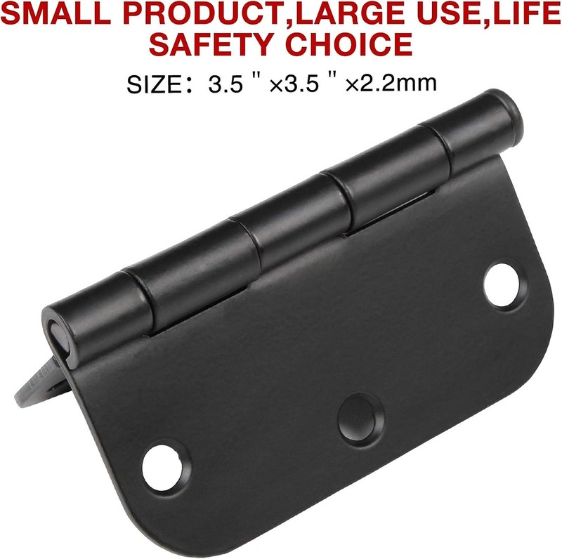 30 Pack Rounded Matte Black Door Hinges 3.5 Inch 5/8" Radius Interior 3 1/2" ... gallery