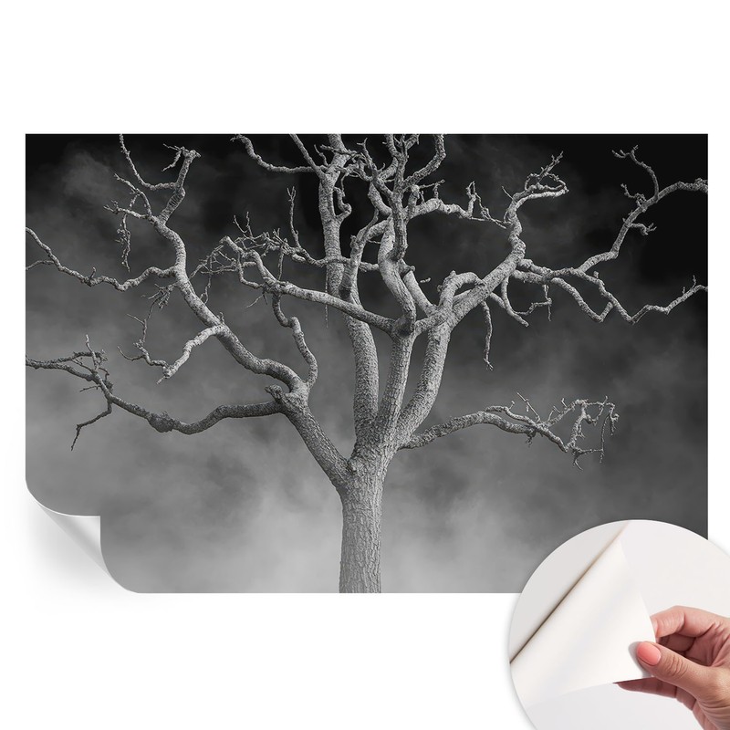 Self Adhesive Wallpaper Mural Living Room Easy Install A Lonely Tree In The Fog