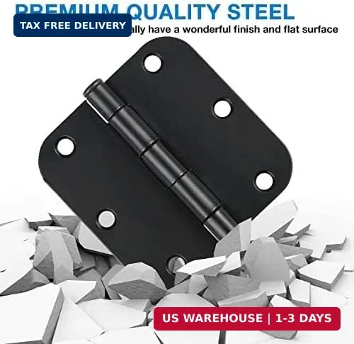 TDCHINGES 36 Pack Rounded Matte Black Door Hinges 3.5 Inch 5/8" Radius Interior gallery