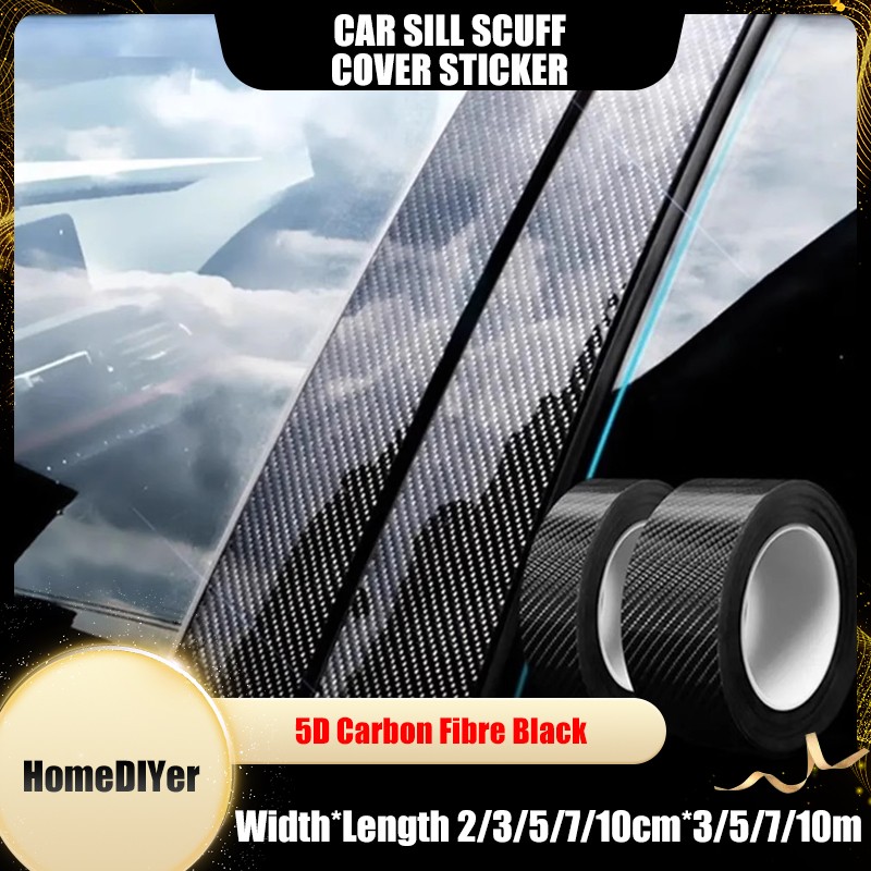 Car Scuff Cover Sticker Antiscratch Carbon Fiber Strip 2/3/5/7/10cm*3/5/7/10m