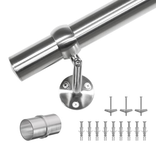 Stair Handrail Kit 6FT, Stainless Steel 304 Wall Mount Railing System, 1-11/16