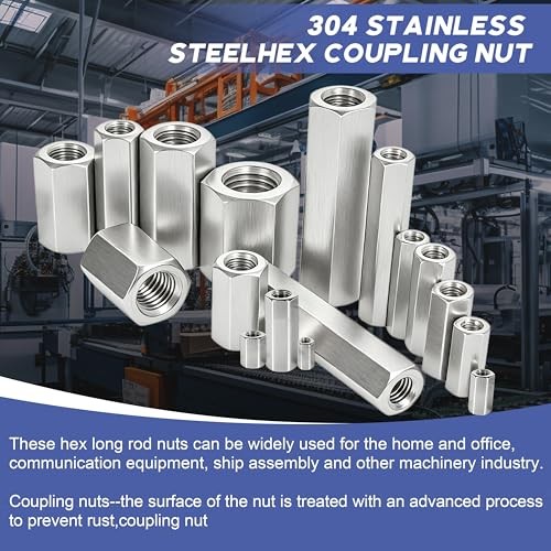 Pcs 30Stainless Steel hex Coupling Nuts M8 x 1.25-Pitch 60mm M8x1.25x60MM 4 gallery