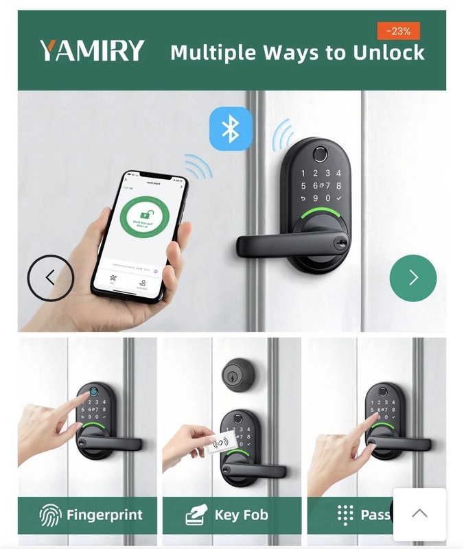 YAMIRY Smart Door Handle Lock Keyless Entry Fingerprint Keypad App Control NEW gallery