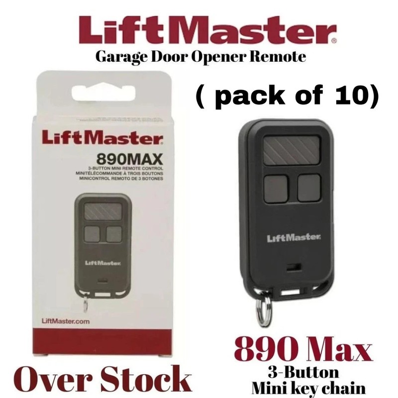 LiftMaster 890MAX Mini Key Chain Garage Door Opener 2.0+security Pack of 10