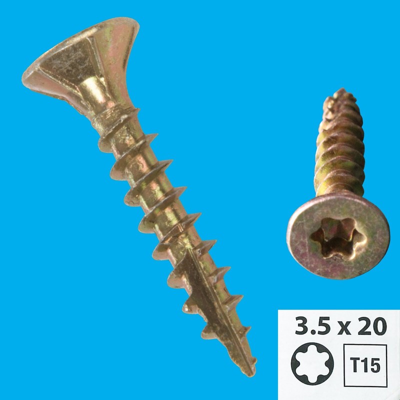 60x Goldstar Advanced T15 Torx Head Countersunk Sharp Wood Screws 3.5mm x 20mm