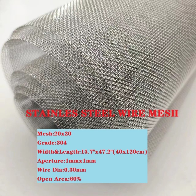 Stainless Steel Mesh Screen #20Mesh -Size:15.7"X47.2"(40X120Cm) SS304 Wire Mesh gallery
