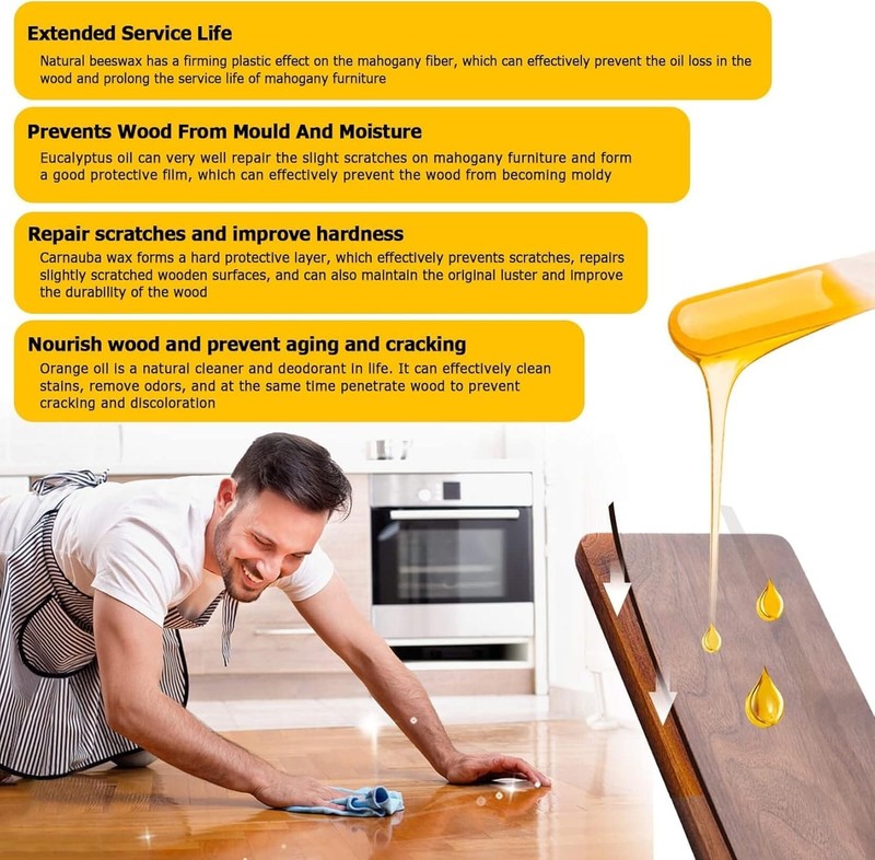 Beeswax Wood Polish & Conditioner - Restore Shine to Furniture & Floors gallery