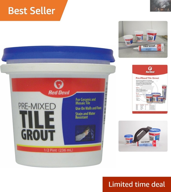 Versatile 1/2 Pint Pre-Mixed Grout – Durable White Tile Grout for All Surfaces