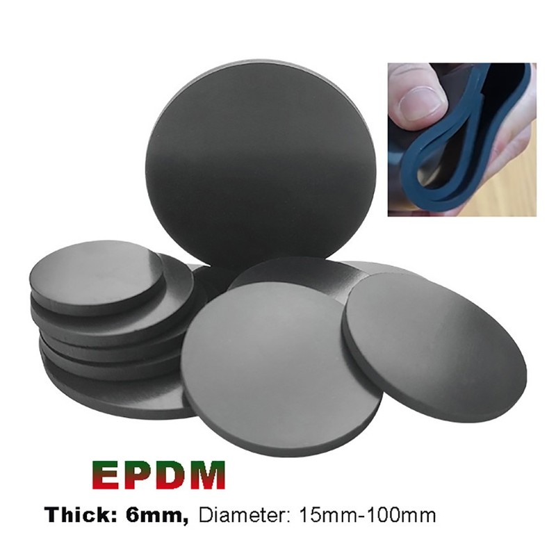 Round Solid EPDM Rubber Disc Discs Pads | Diameter: 15mm-100mm | Thickness 6mm