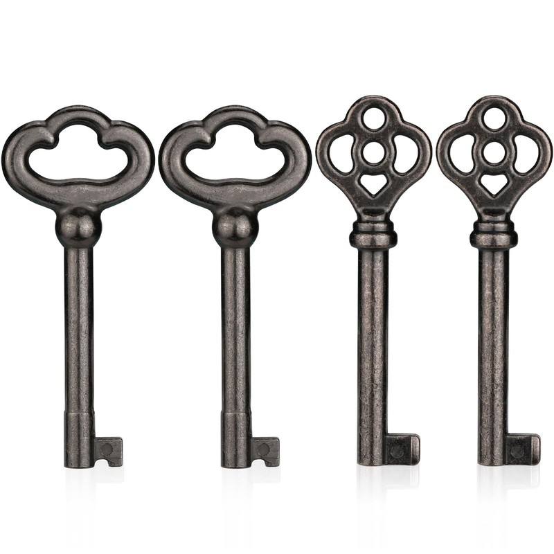 4-Pack Skeleton Keys KY-2AB KY-3AB Versatile for Antique Furniture, Solid Bra…