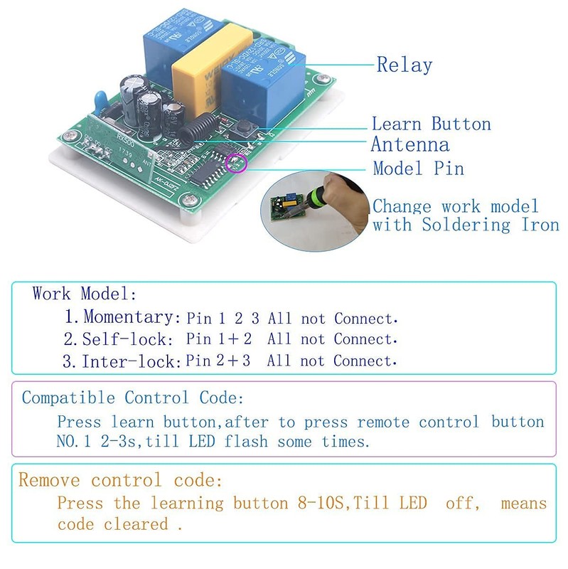 Universal 110V AC Motor Remote Control Switch Forward and Reverse Remote Cont... gallery
