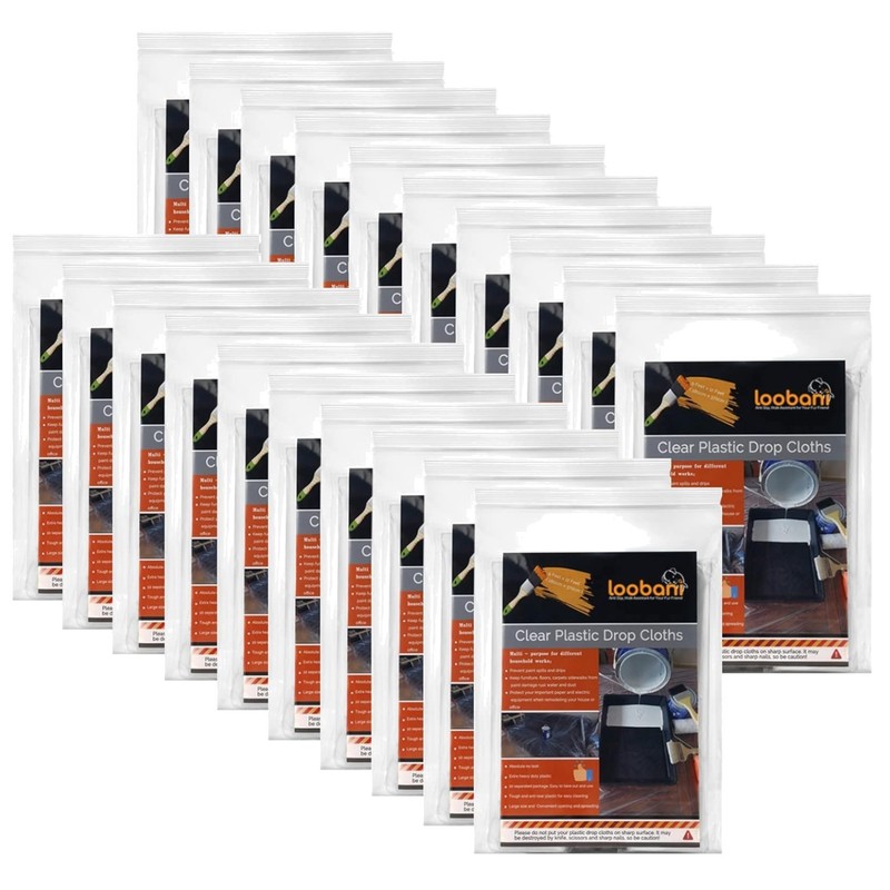 Large 9x12ft Waterproof Drop Cloth Set – 20 Disposable Sheets for Home Projects