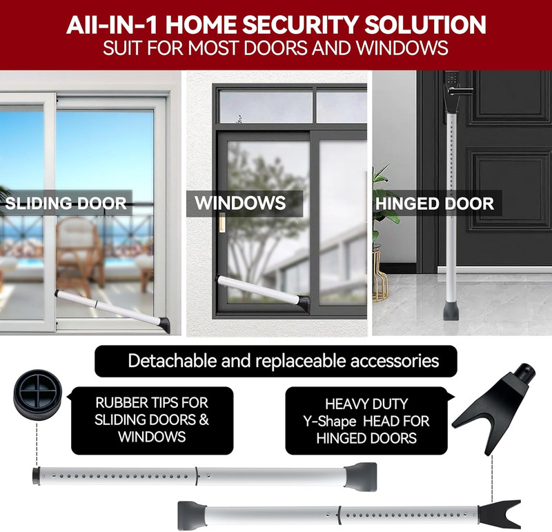 AceMining Upgraded Door Security Bar & Sliding Patio Bar, Heavy Duty Stoppers Ad gallery