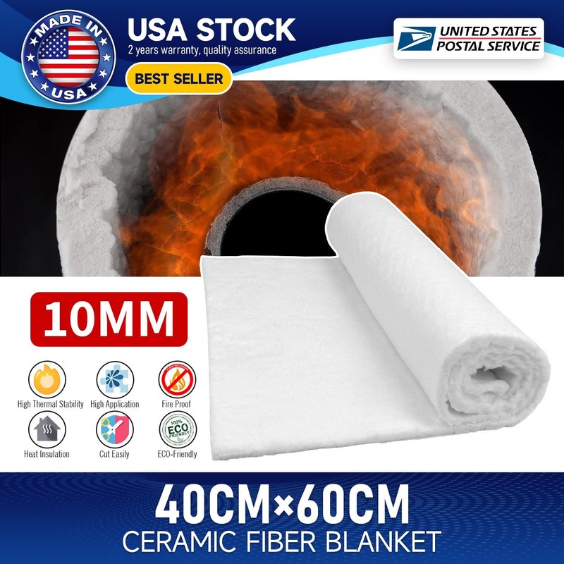 2500°F Insulation Mat Ceramic Fiber 10mm Thick 40 x 60cm Lightweight Flexible