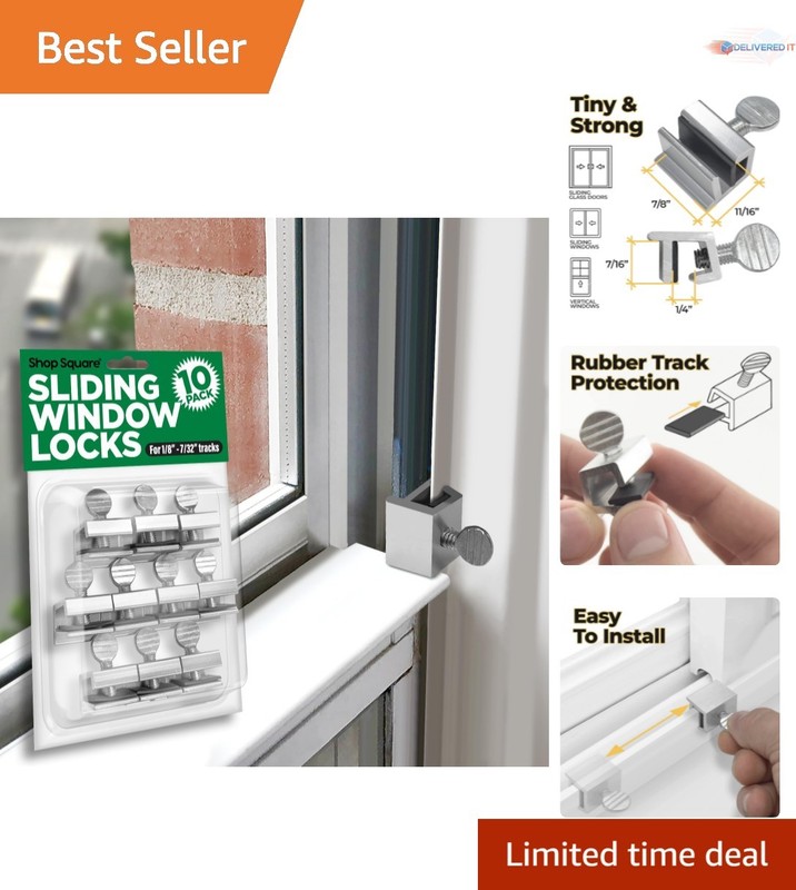 Window Locks 10 Pack Adjustable Aluminum Security No-Drill Horizontal Vertical