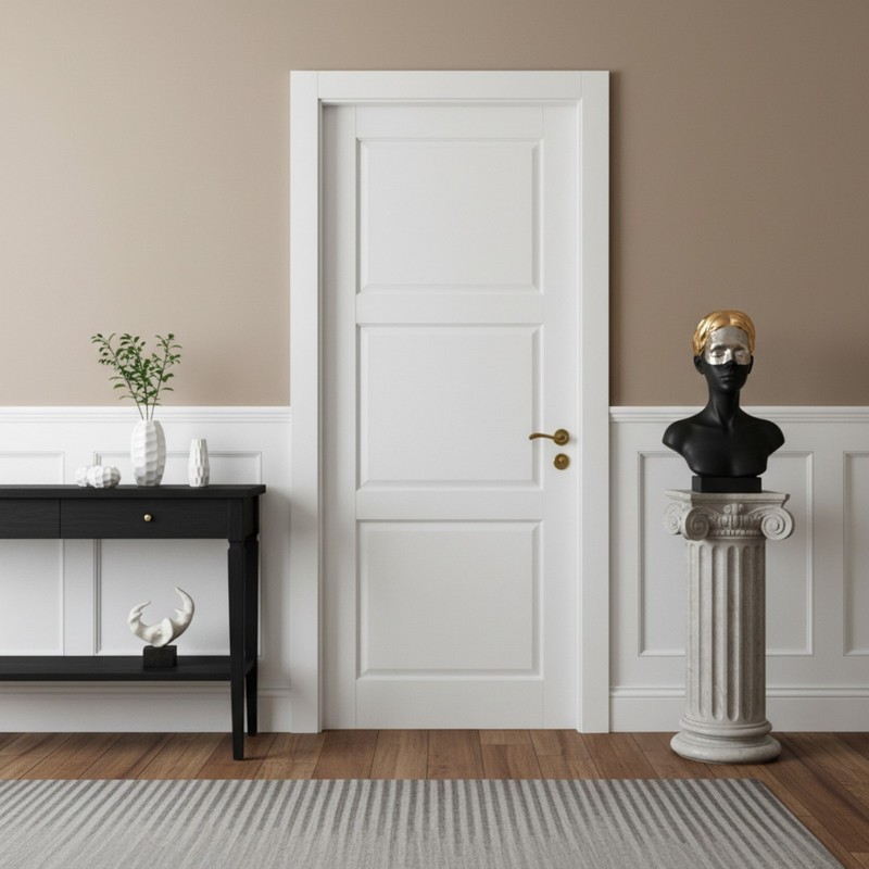 30''x80''3-Panel Solid Core Prehung Interior Door -Pantry/French No Hardware Kit gallery