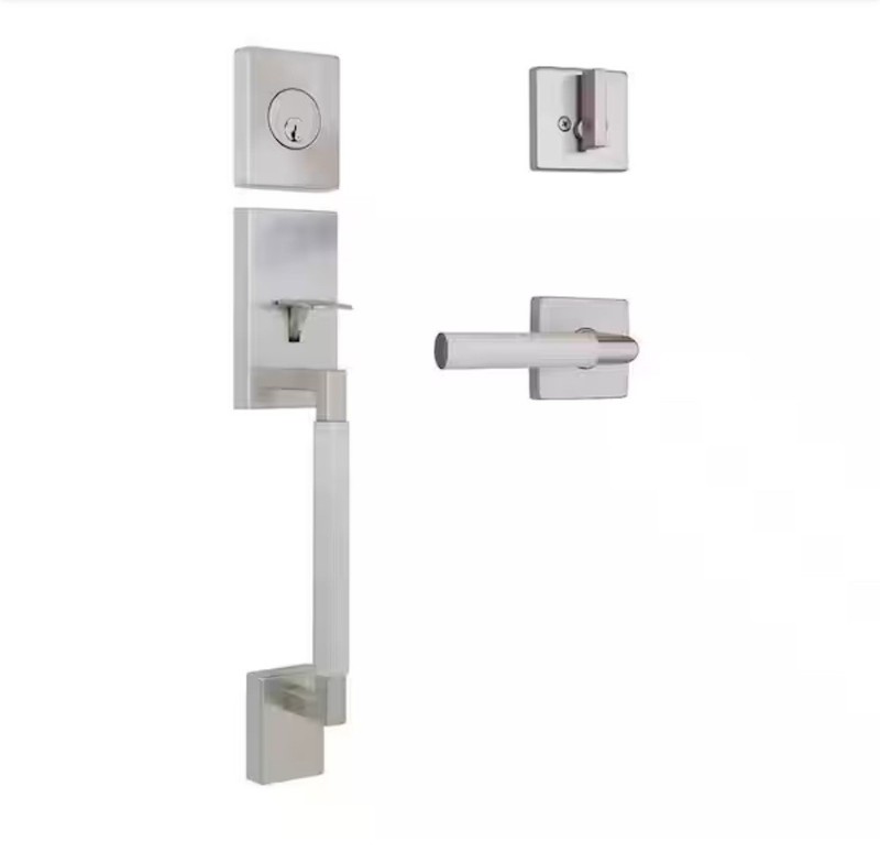 Home Decorators Woodward Satin Nickel Door Handleset w/ Woodcliff Interior Lever