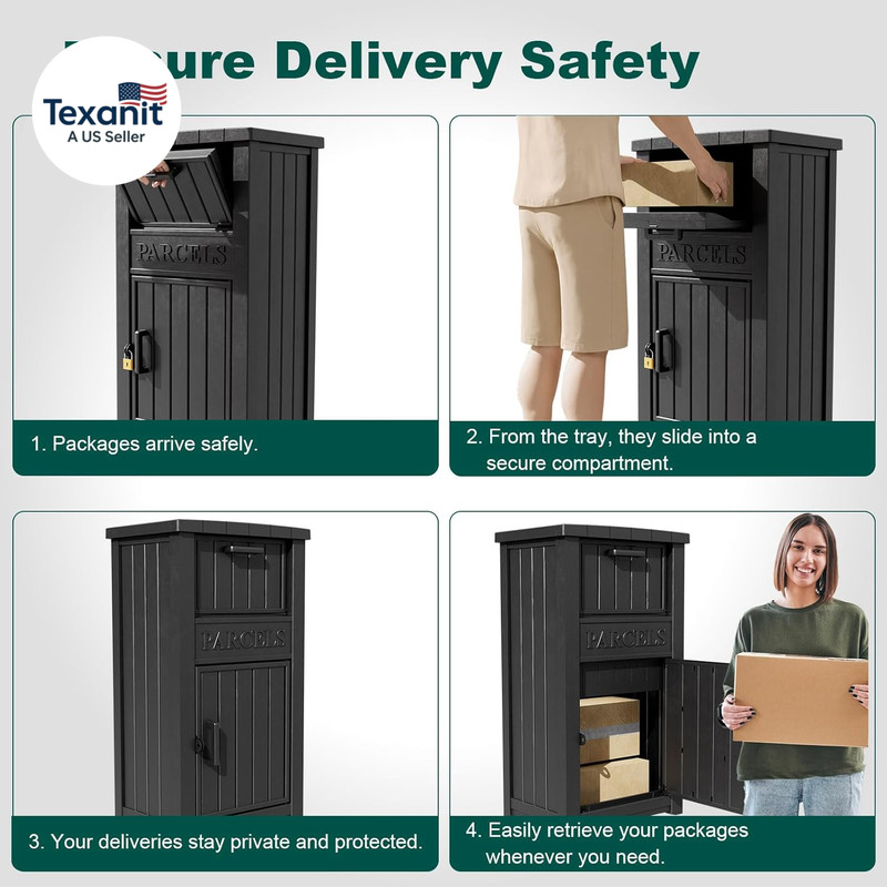 Package Delivery Box for Outside, Large Parcel Drop Box with Lockable Secure, Wa gallery
