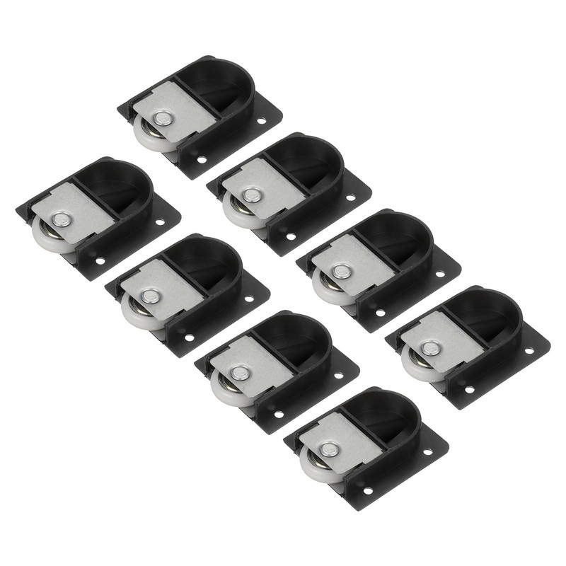 4Set Sliding Cabinet Hardware, 398 Plastic Top Bead Pulley Track Set, Black