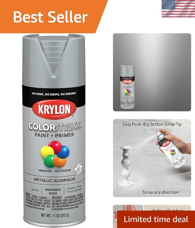COLORmaxx Metallic Aluminum Spray Paint & Primer – 11 oz for DIY Elegance