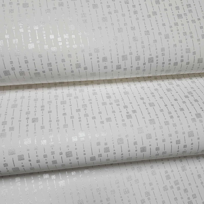Contemporary White silver glitter metallic chain squares modern wallpaper rolls gallery