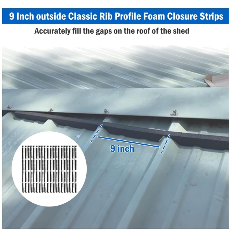 9" Foam Closure Strips for Classic Rib Profile