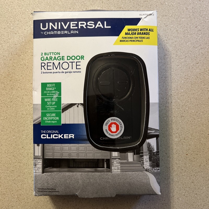 Chamberlain Clicker Universal 2-Button Garage Door Opener Remote KLIK5U-BK2