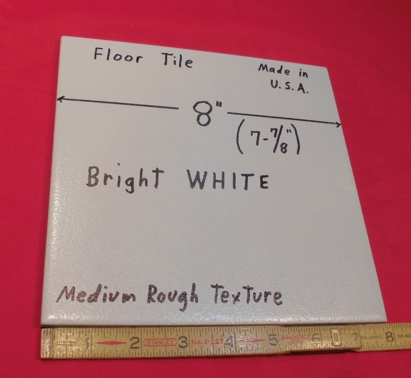 1 pc. *Bright White* Ceramic Floor Tile 8" X 8" Medium Textured: Made USA, NEW gallery