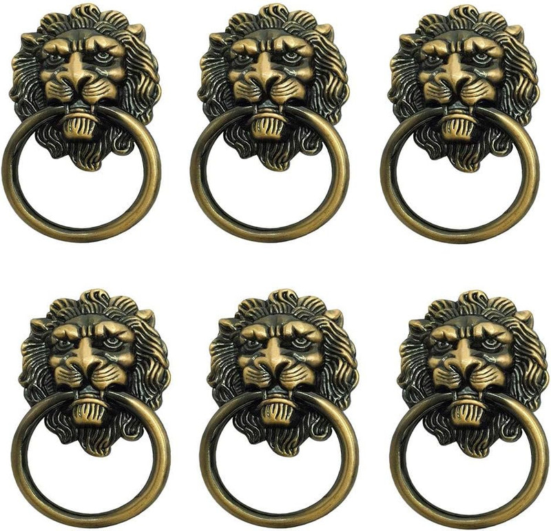 6 Pack Lion Head Knob Pull Handle for Dresser Drawer Cabinet Jewelry Box with Dr gallery