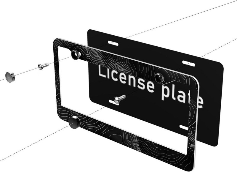 2Pcs Topography Map License Plate Frame Exploration D Color: Topography Map_10 gallery