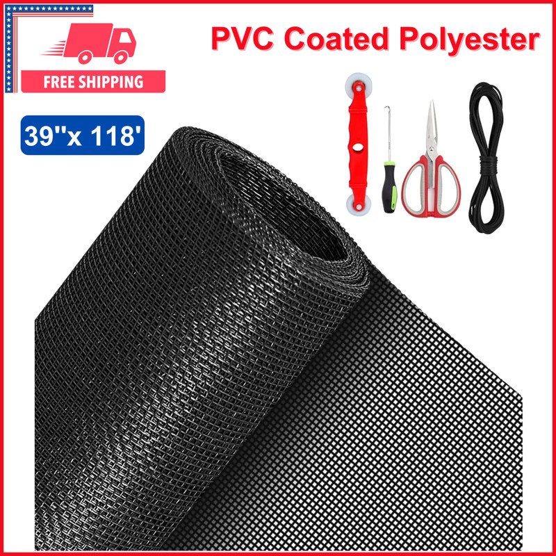 QWR Pet Proof Window Screen And Screen Door Replacement Kit – 39″x118″ Durable