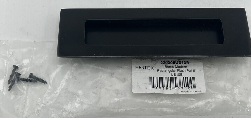 Emtek 6″ Rectangular Flush Pull Brass Oil Rubbed Bronze Finish 220306US10B